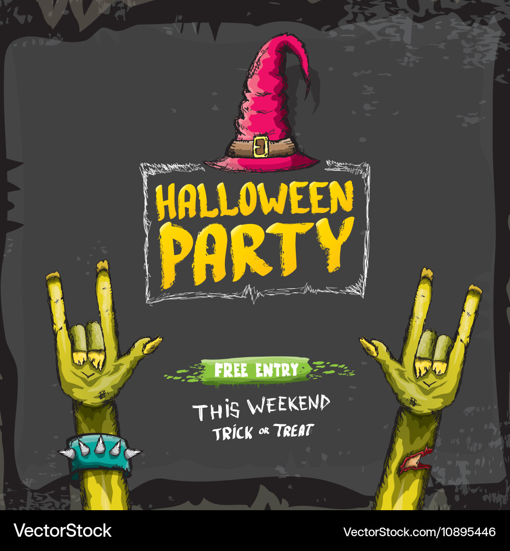 Zombie Rock Halloween Party Background Vector Image