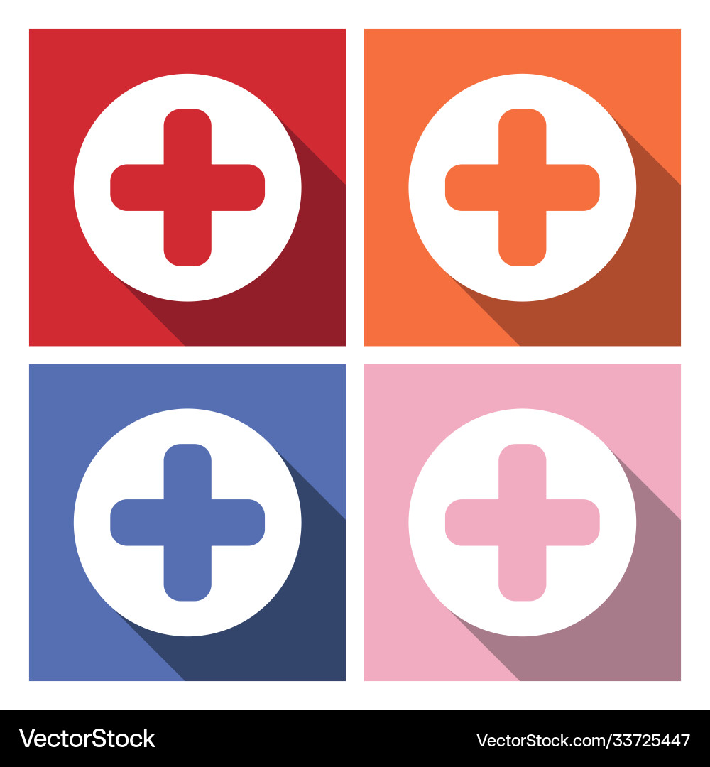 Add plus icon in flat style with long shadow Add plus icon in flat style with long shadow Vector Image