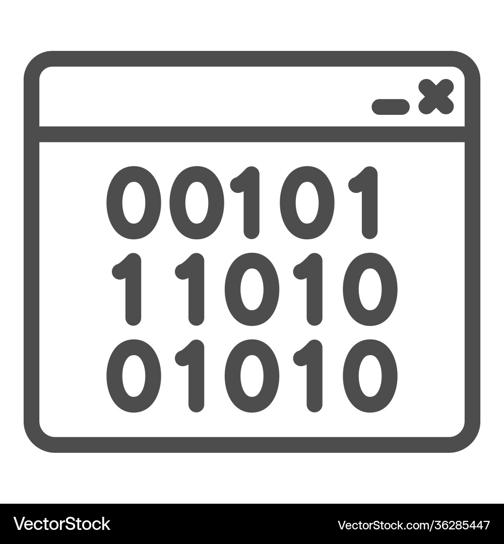 Binary code on web page line icon security Binary code on web page line icon security Vector Image