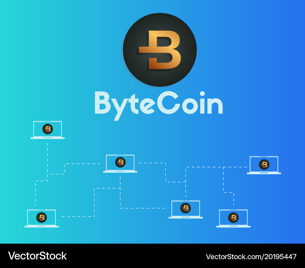 Bytecoin cryptocurrency blockchain word background Vector Image