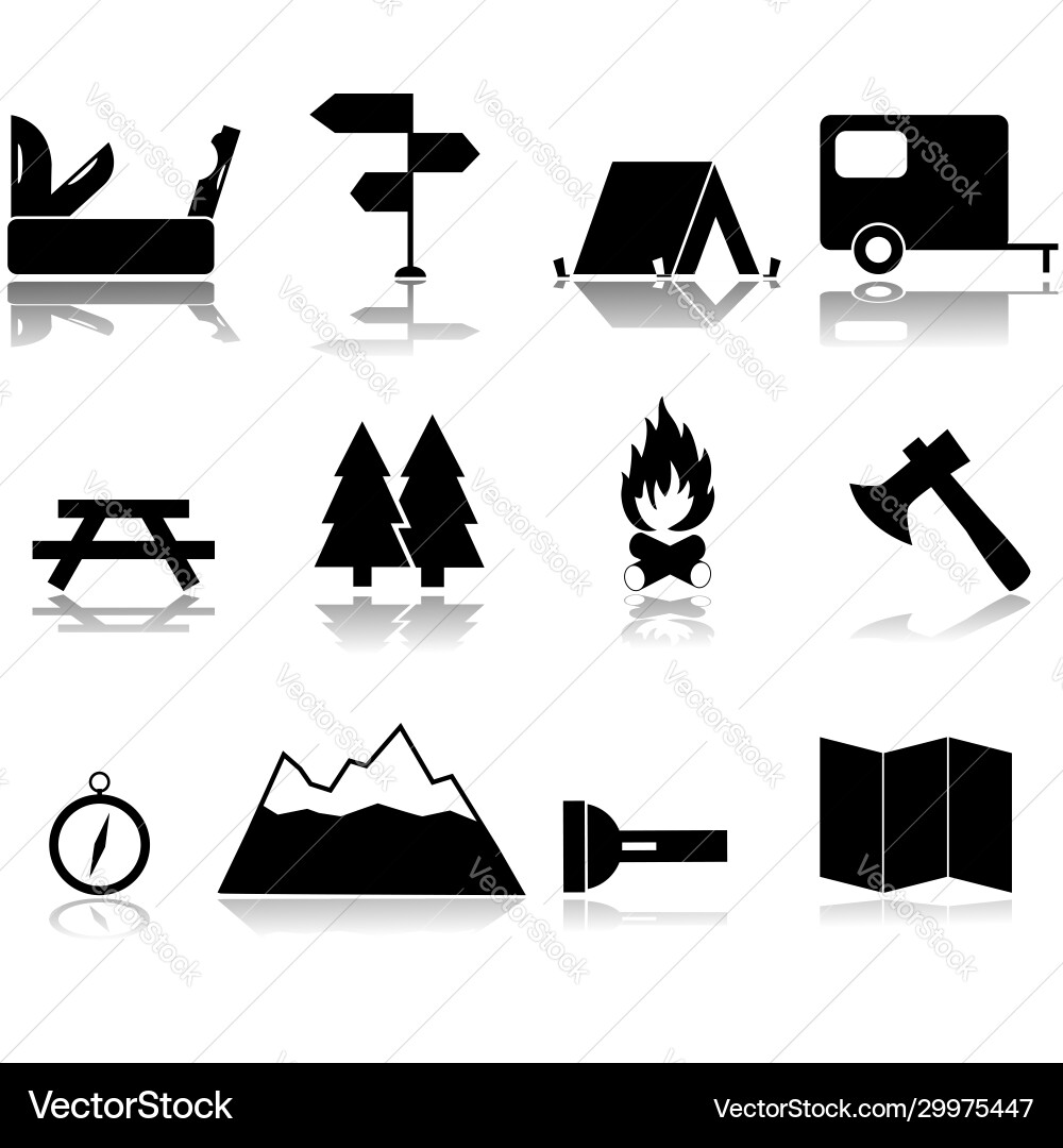 Camping icon set Royalty Free Vector Image - VectorStock