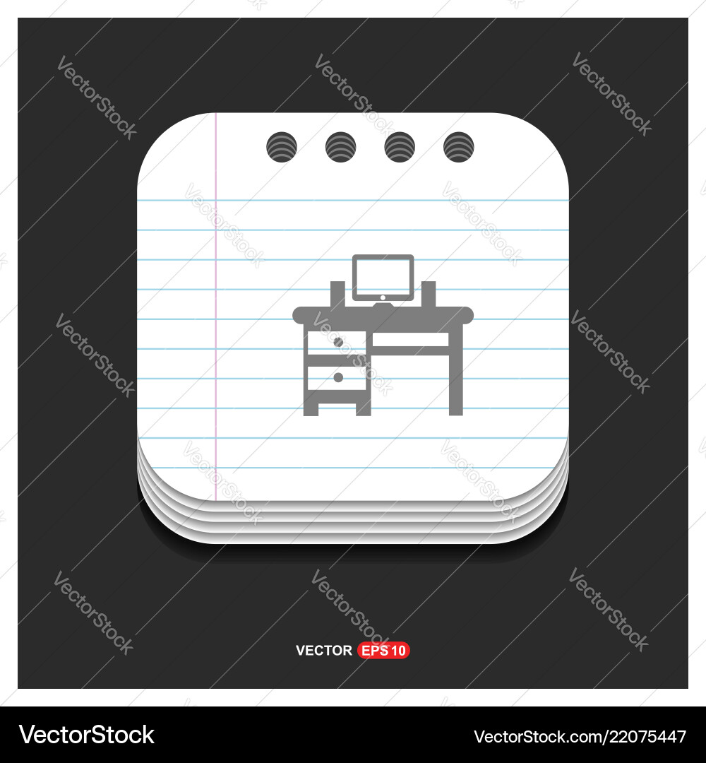 Computer table icon gray on notepad style Vector Image
