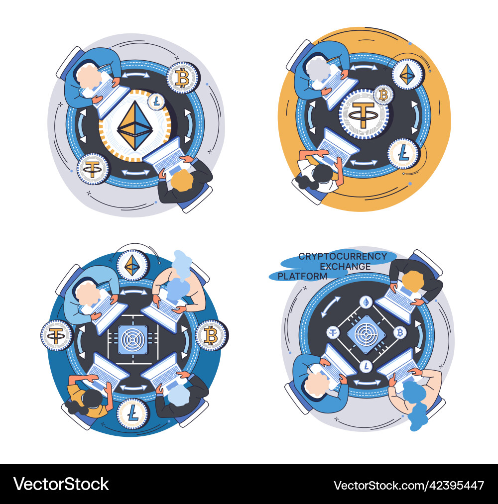 Cryptocurrency exchange platform and blockchain Vector Image
