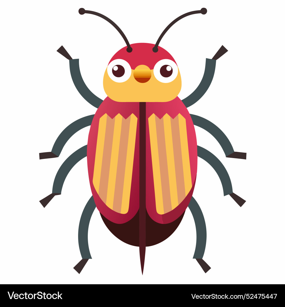 Flour beetle bug cries kawaii Royalty Free Vector Image
