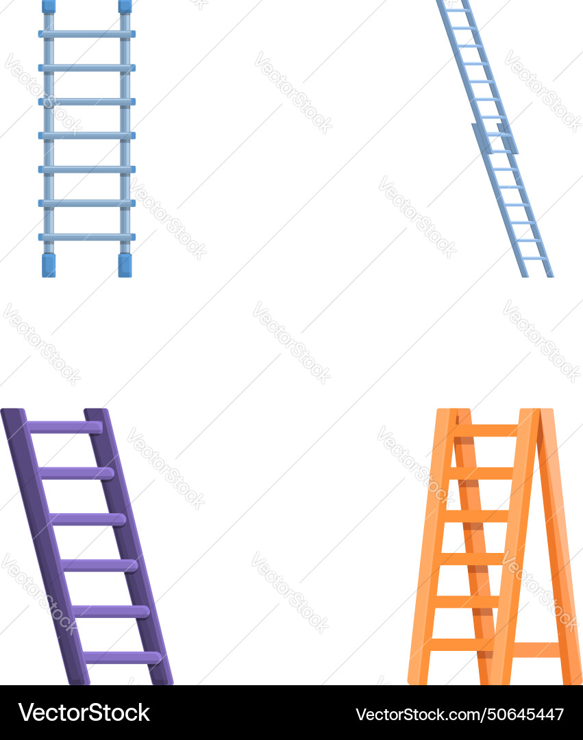 Ladder icons set cartoon different type vector image