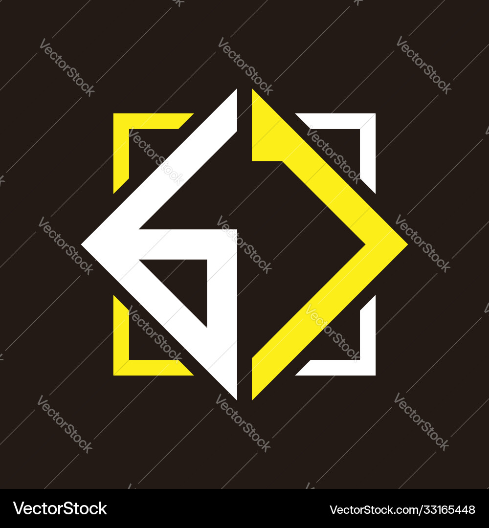 B j initial monogram quadrangle with square B j initial monogram quadrangle with square Vector Image