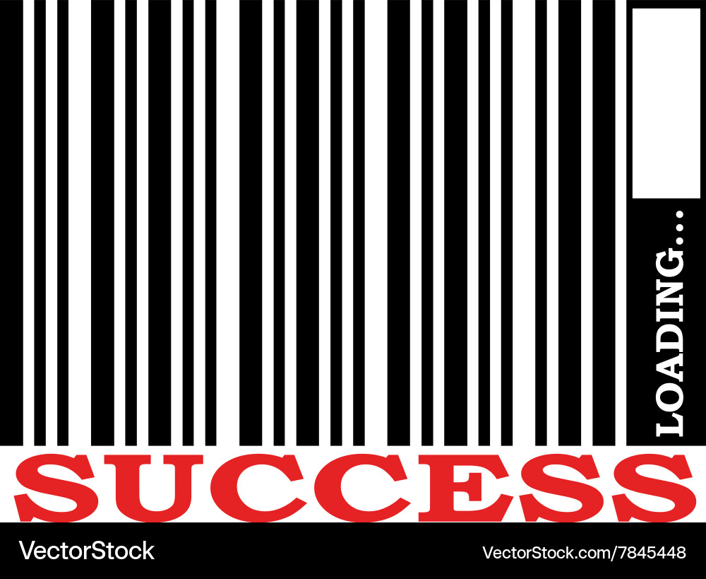 Barcode with successs text and loading bar Vector Image