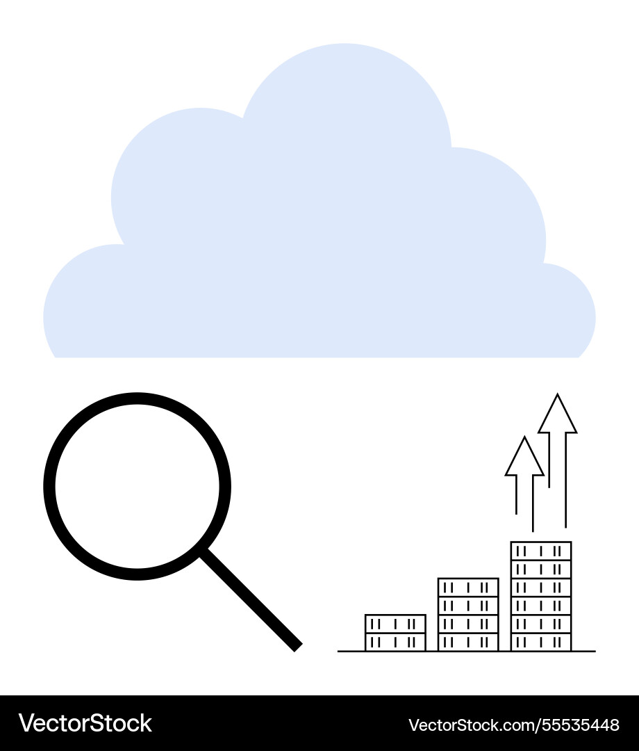 Cloud computing concept with magnifying glass Cloud computing concept with magnifying glass vector image