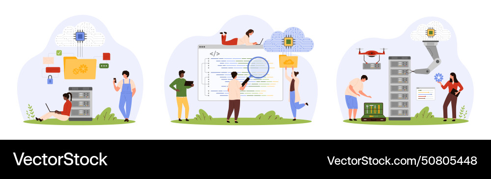 Cloud- und digitale Datenspeicherprogrammierung Cloud- und digitale Datenspeicherprogrammierung vektorbild