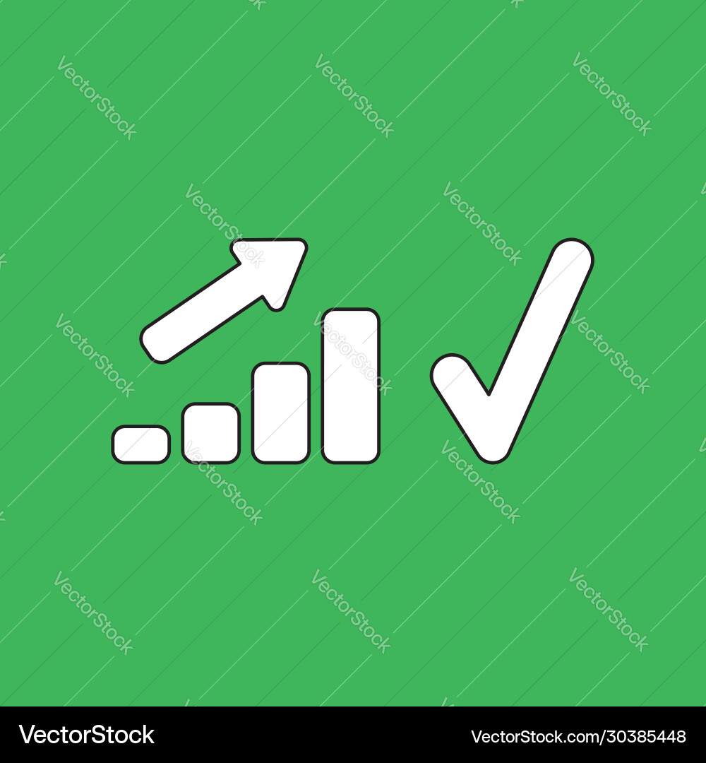 Concept sales bar chart moving up with check Concept sales bar chart moving up with check Vector Image