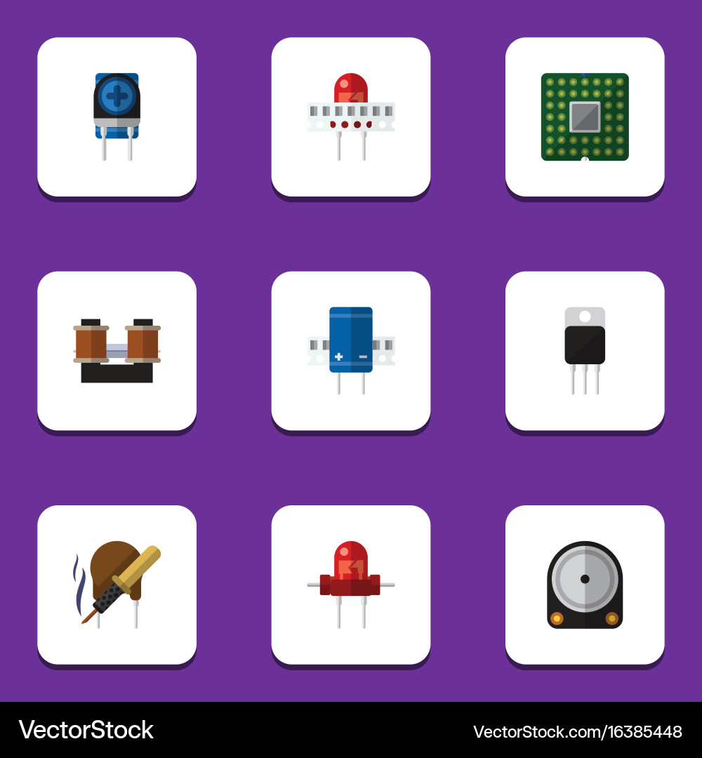 Flat icon device set of memory unit transistor Vector Image