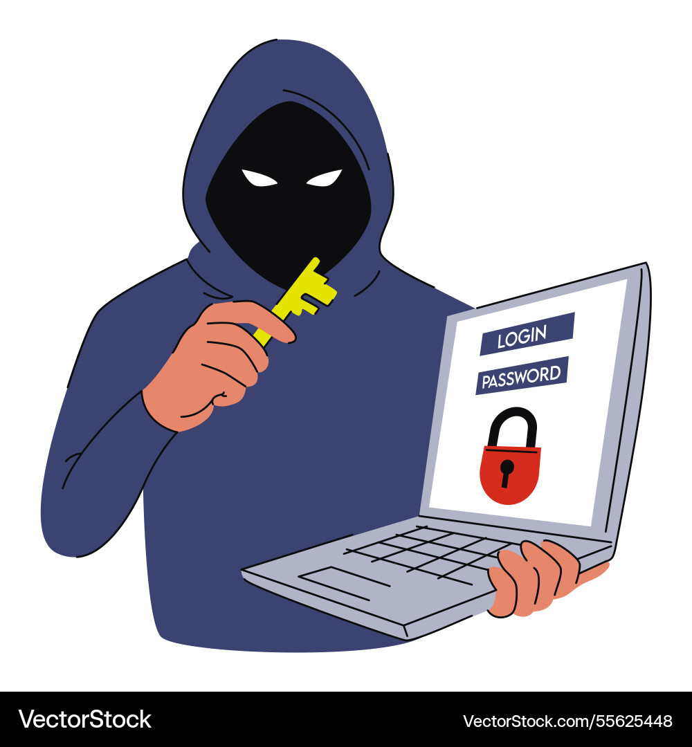 Hacker stealing personal data isolated Hacker stealing personal data isolated vector image