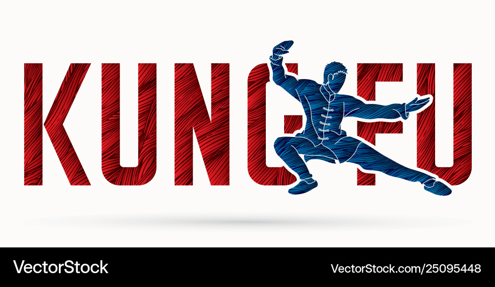 Kung fu action designed with text font graphic Kung fu action designed with text font graphic vector image