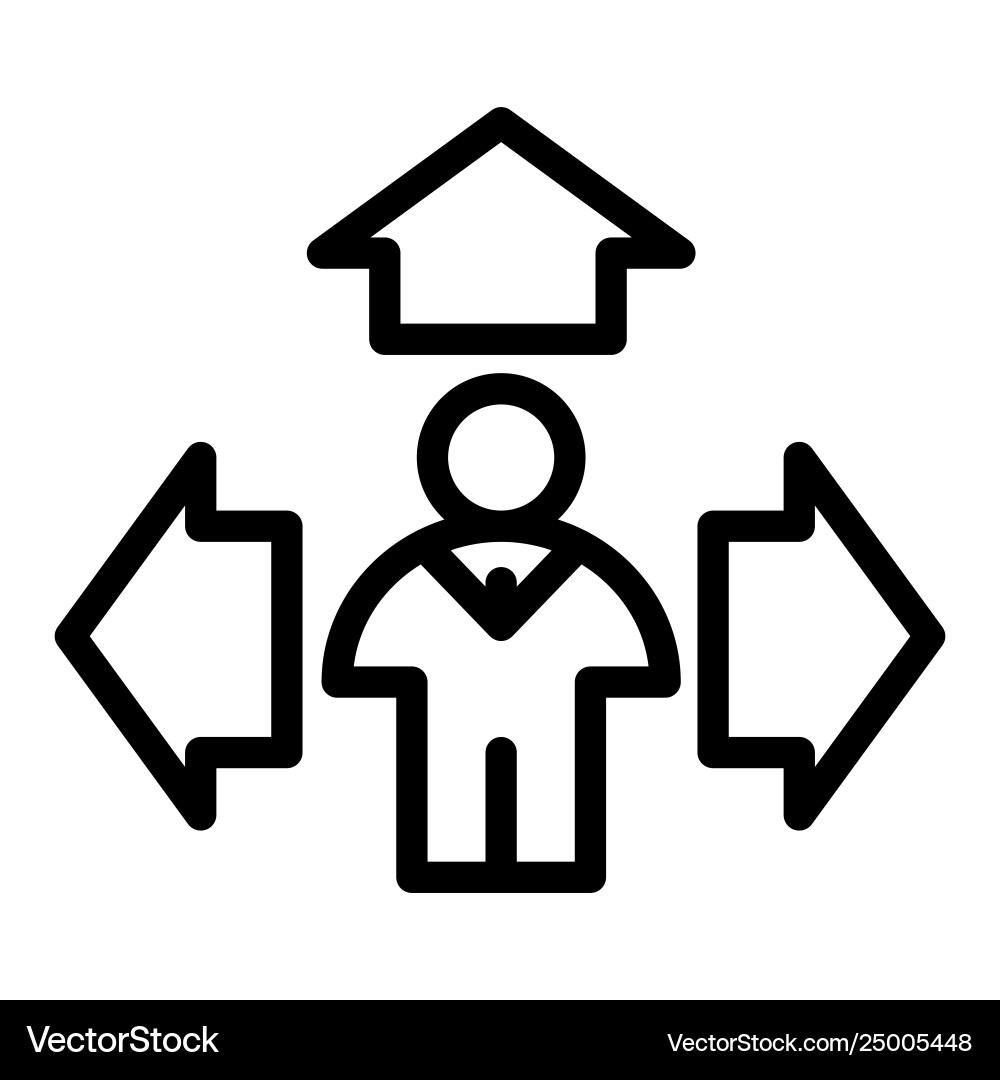Man and arrows up line icon direction Vector Image