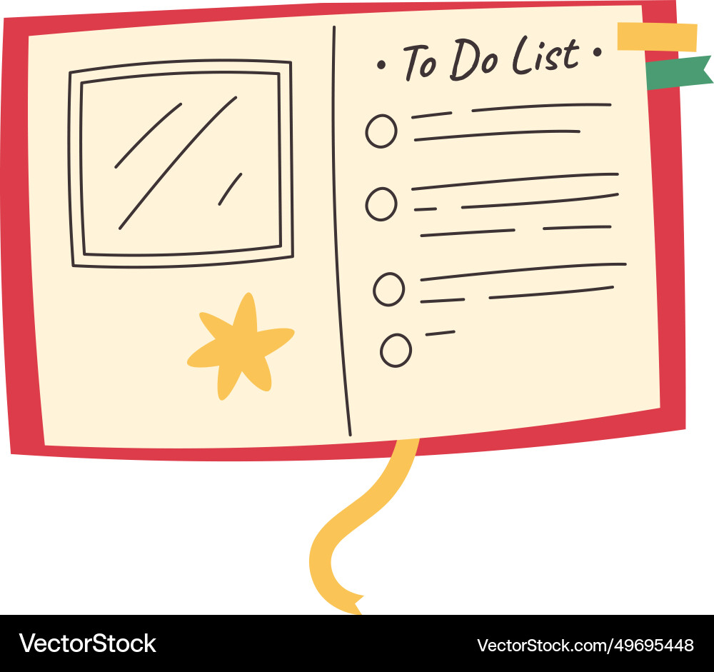 Opened notebook to do list Vector Image