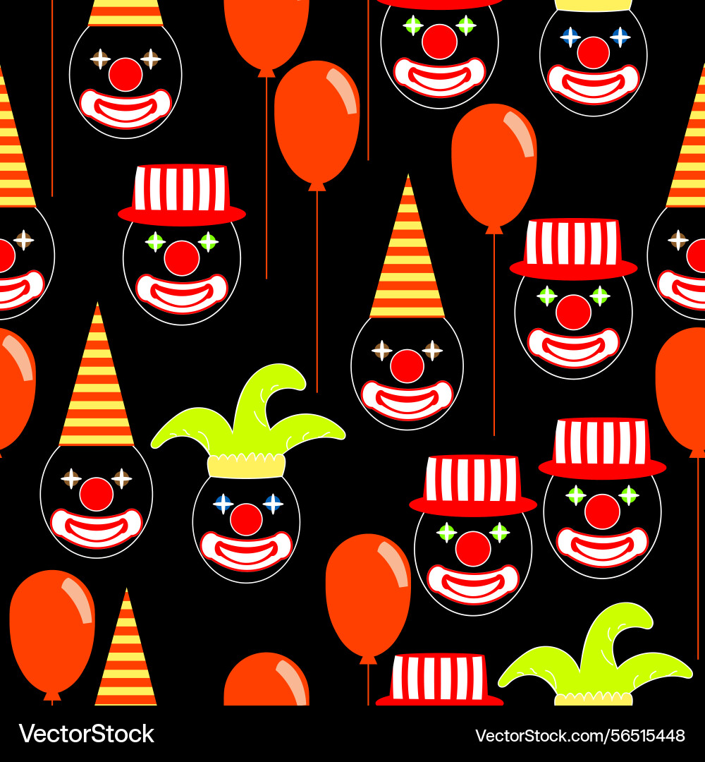 Seamless pattern with round clown faces Seamless pattern with round clown faces Vector Image