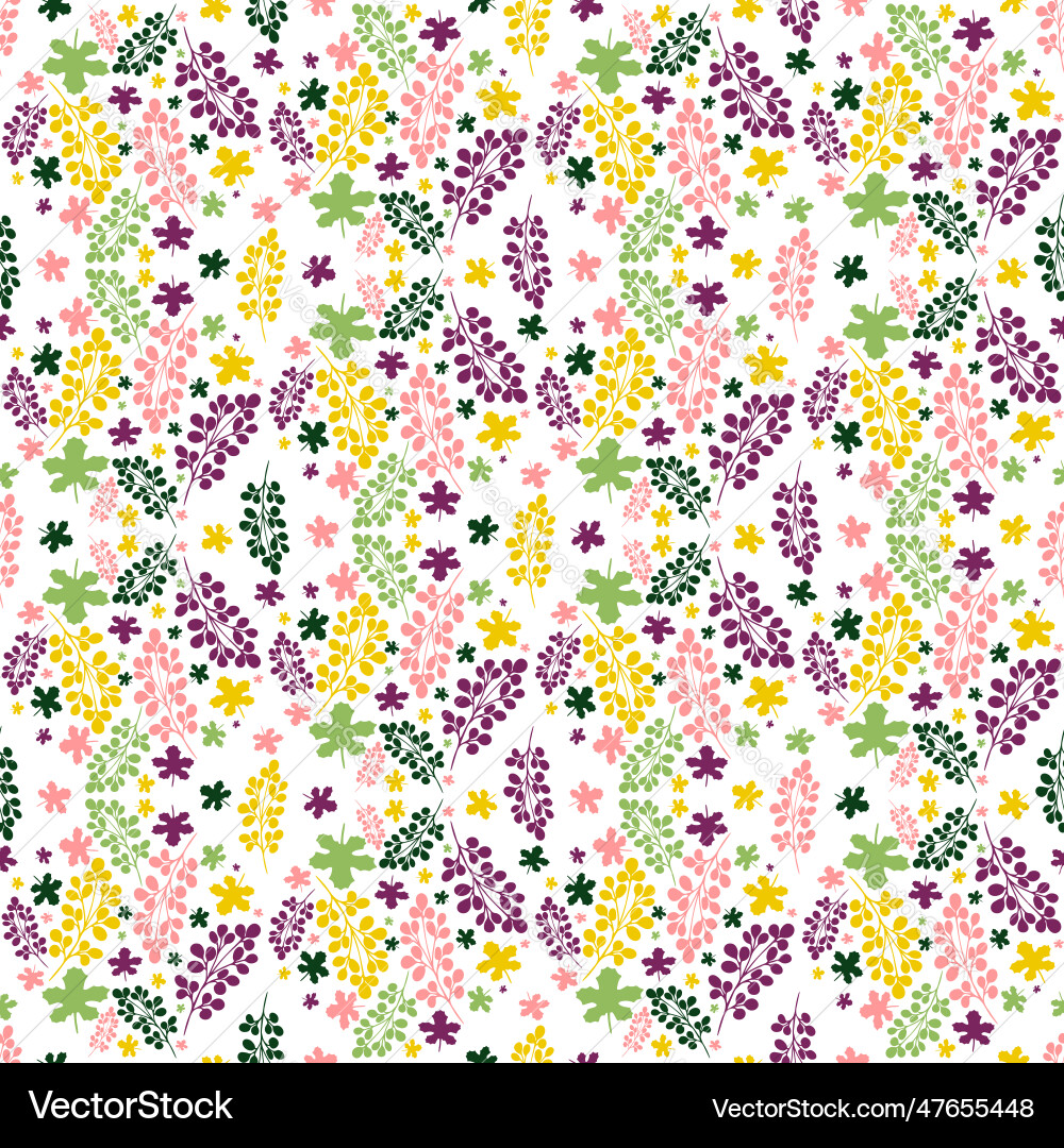 Seamless pattern with stems leaves and maple Seamless pattern with stems leaves and maple Vector Image