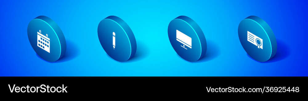 Set isometric calendar computer monitor screen Vector Image