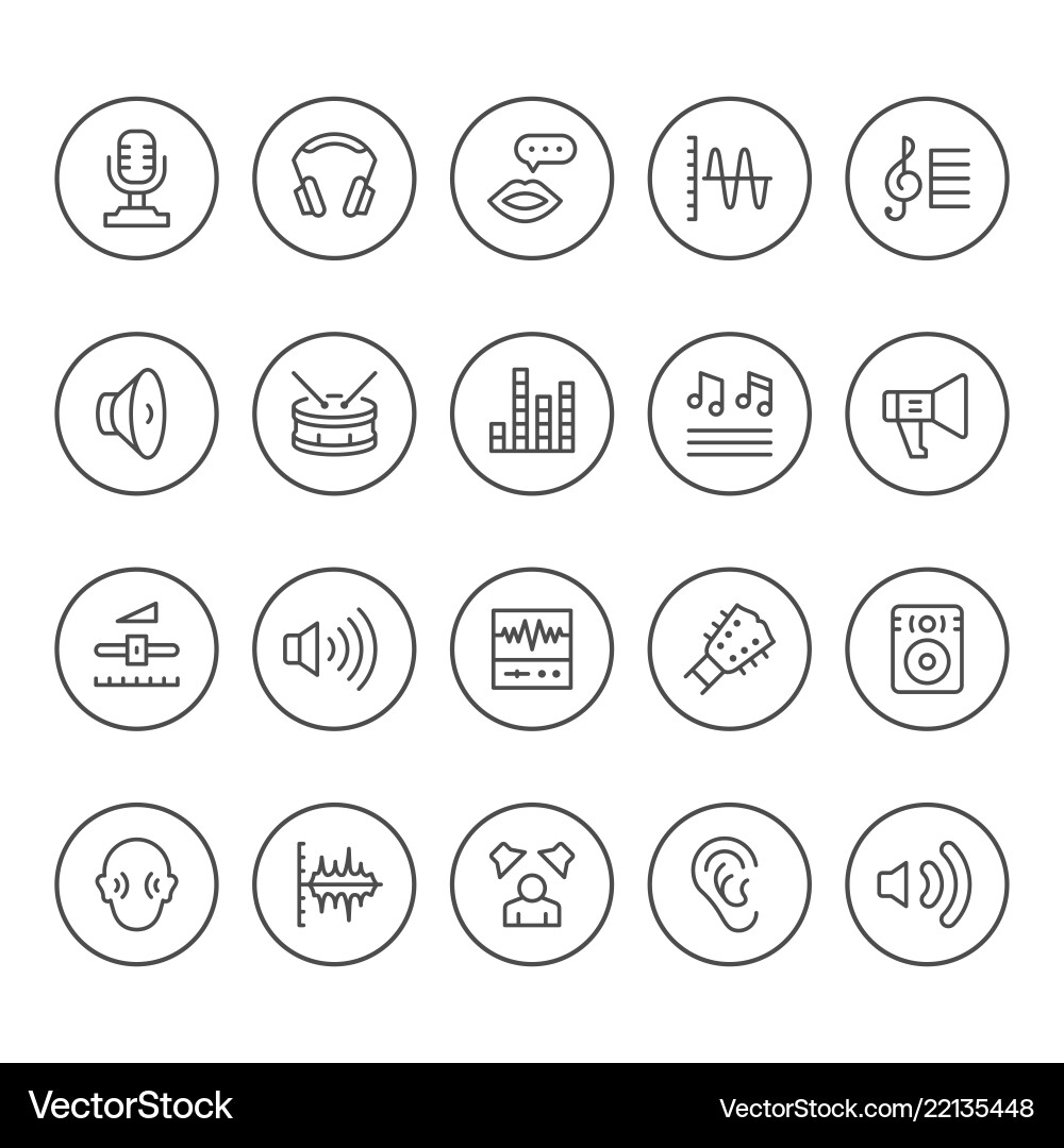 Set round line icons of sound Set round line icons of sound vector image