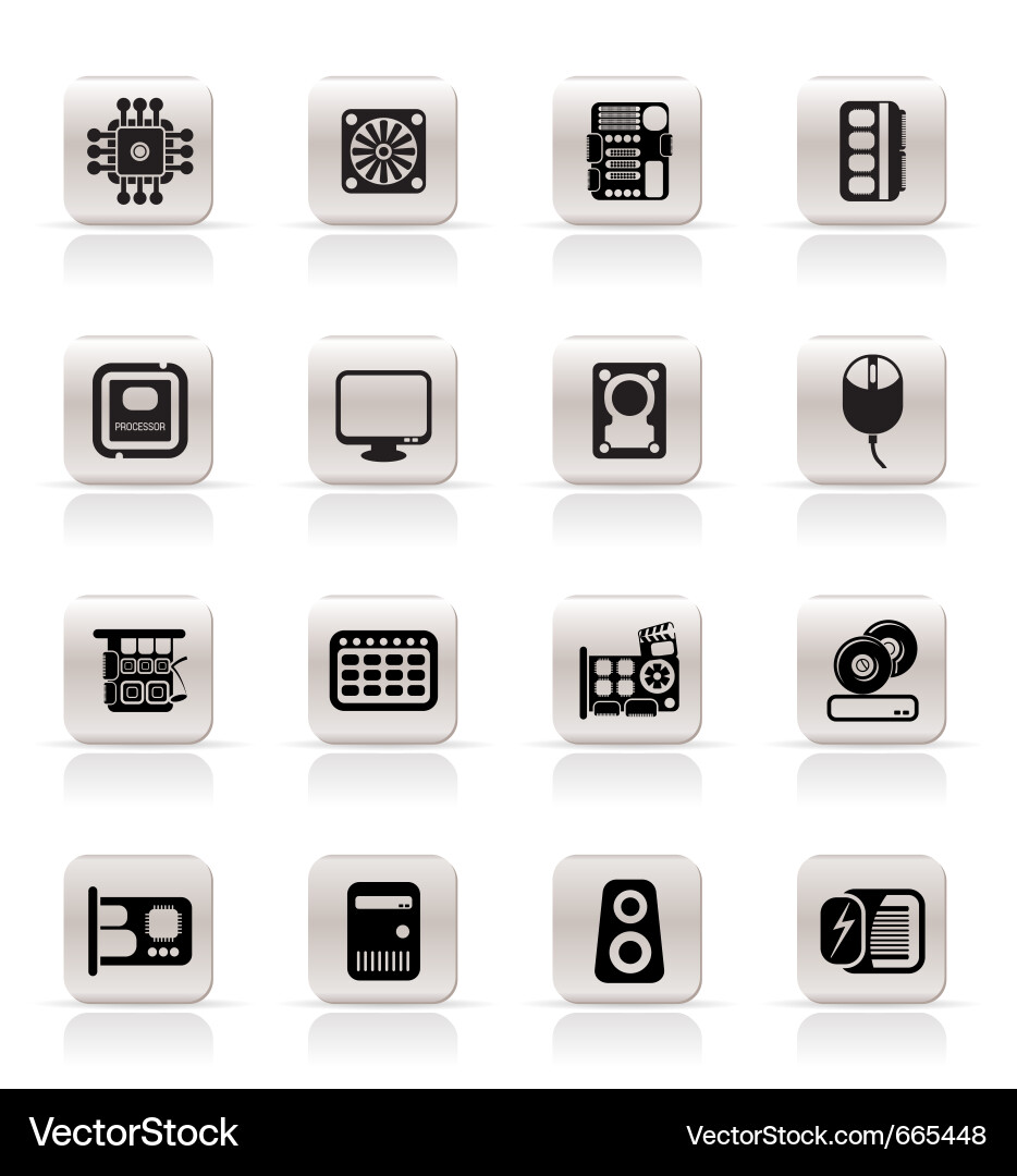 Simple computer performance and equipment icons Vector Image