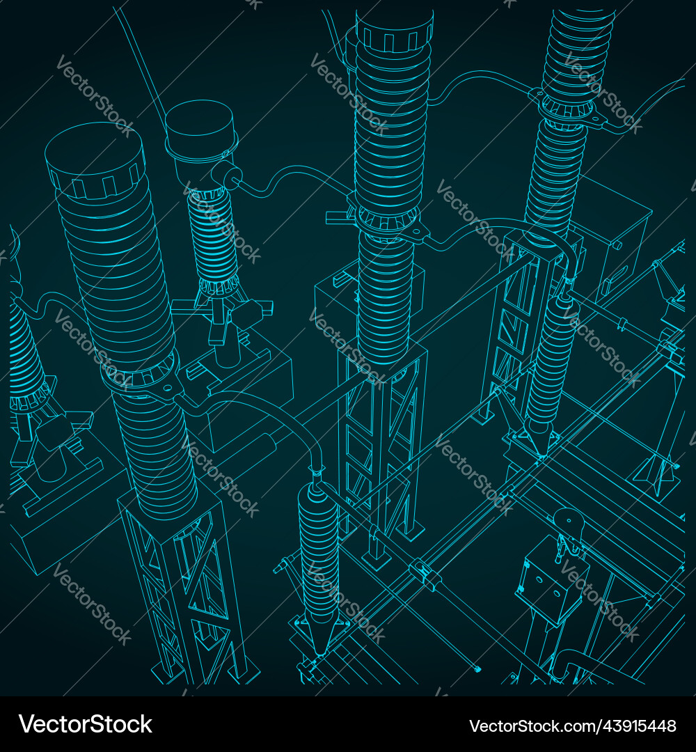 Transformer and divide voltage close up Vector Image