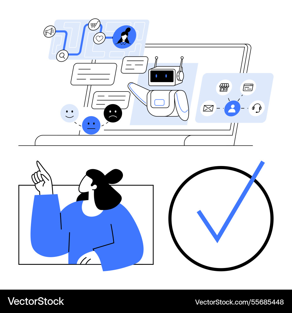 Virtual assistant ai chatbot with user interaction Virtual assistant ai chatbot with user interaction Vector Image
