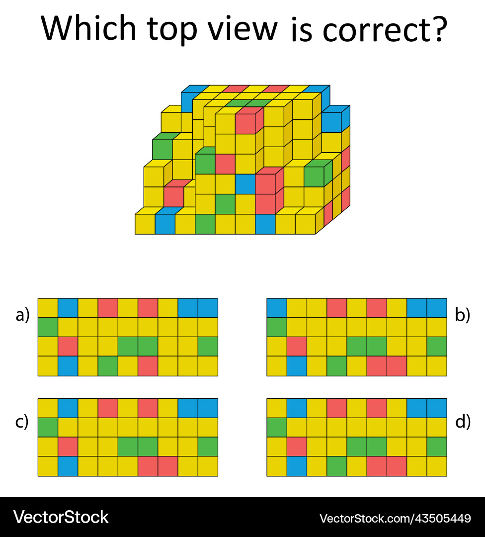 3D Cube Puzzle - Find the Correct View vector image