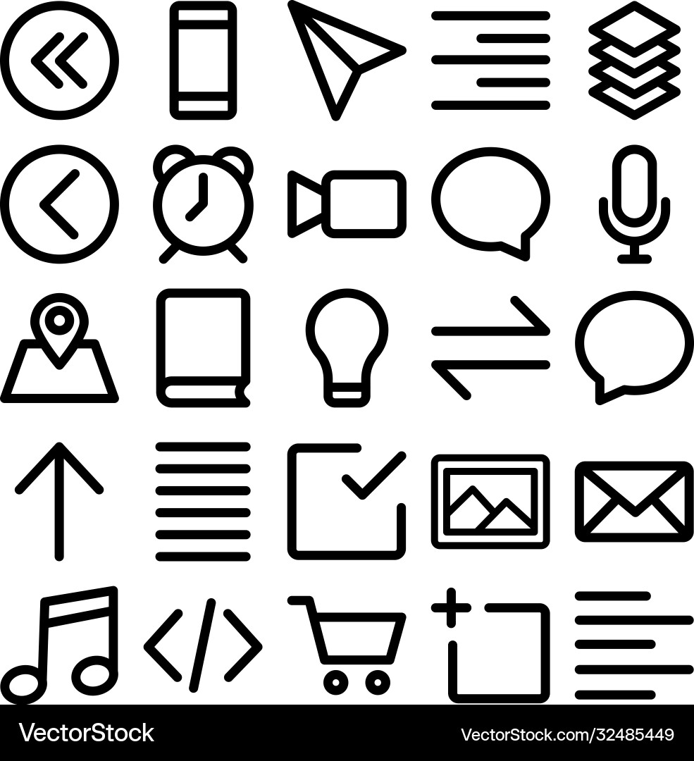 App user interface bold outline icons set Vector Image