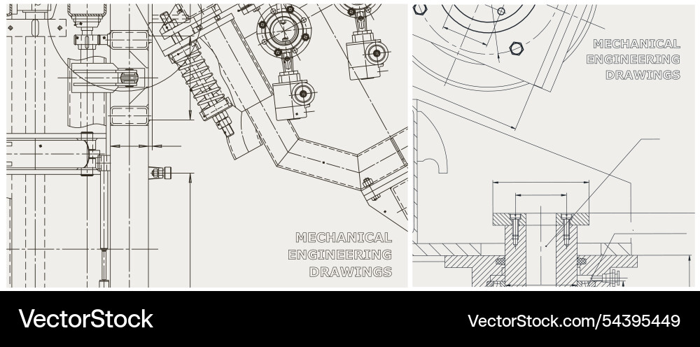 Blueprint set engine line drawing Blueprint set engine line drawing vector image
