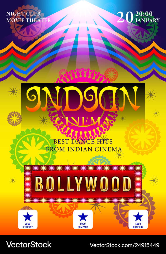 Bollywood Night Party Poster Vector Image