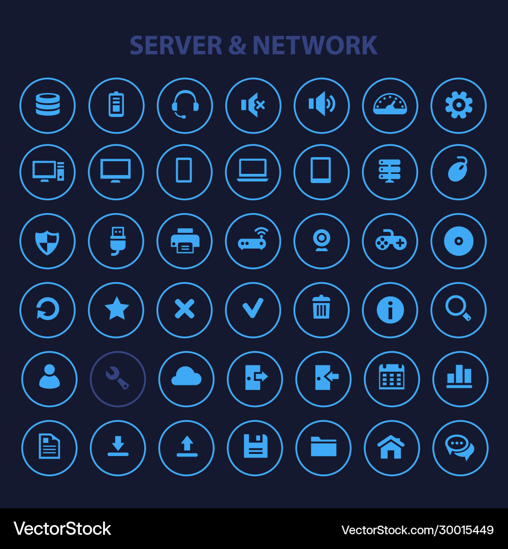 Computer and server networks icon set trendy flat Computer and server networks icon set trendy flat vector image