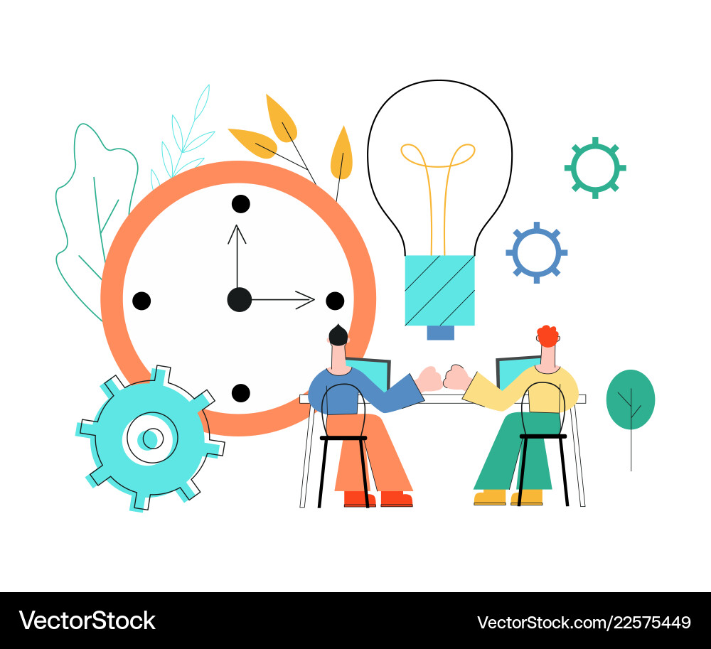 Flat coworking team building worker table Vector Image