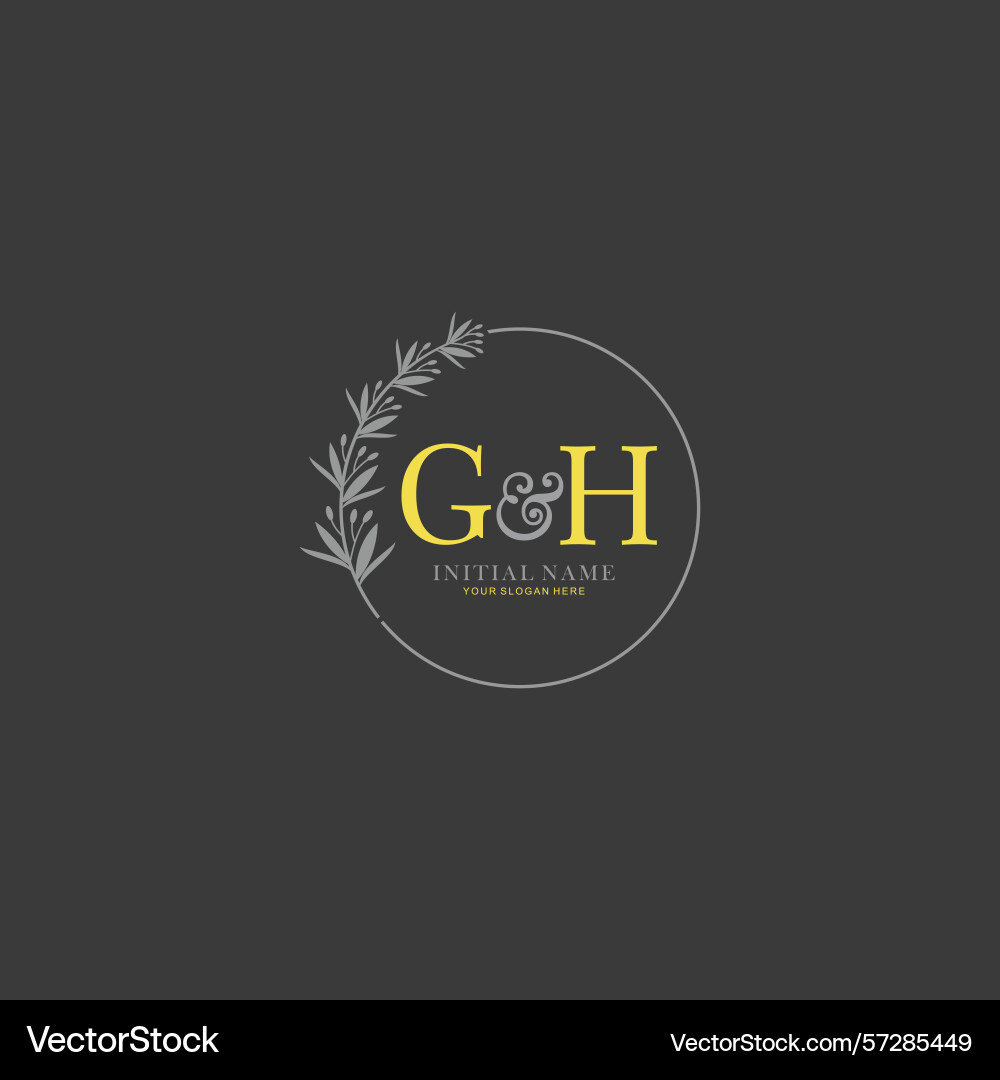 Gh initial logo templates with botanical elements Gh initial logo templates with botanical elements vector image