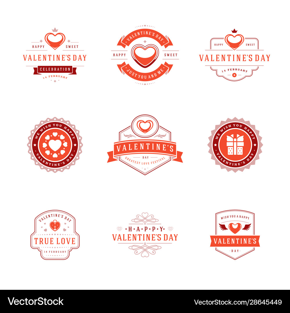 Happy valentines day greetings cards labels Happy valentines day greetings cards labels vector image