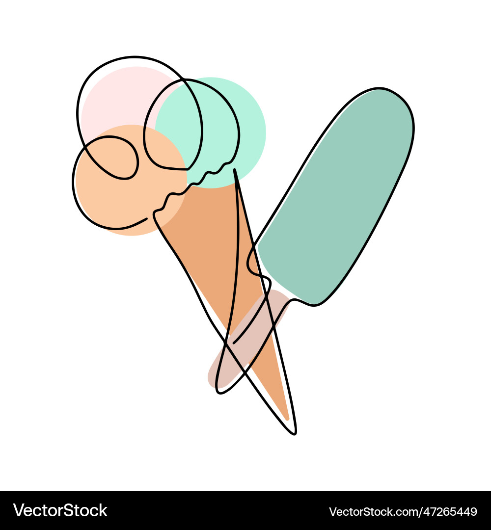 Ice cream one line simple linear set Vector Image