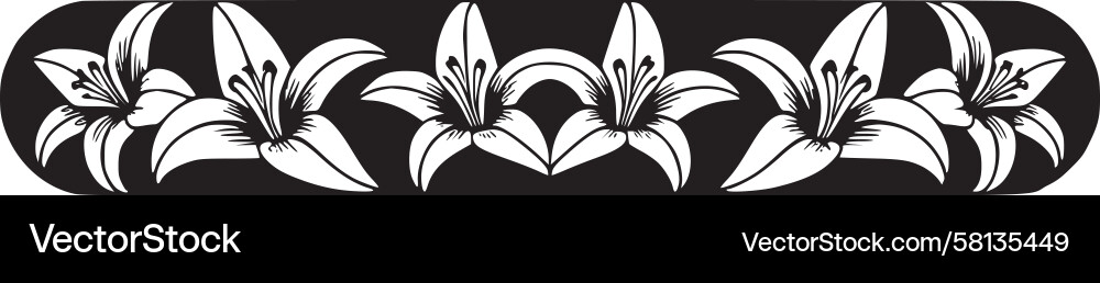 Lily Border Pattern Vector Image