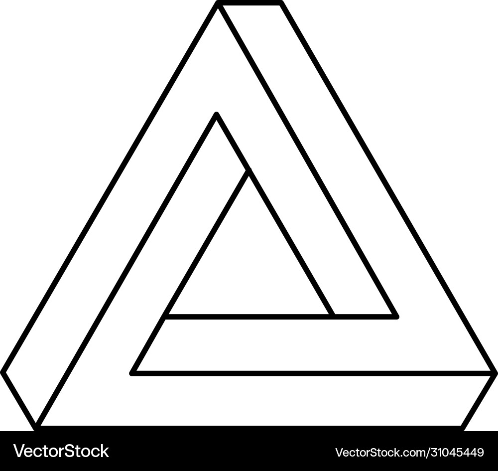 Linear impossible triangle optical 3d Linear impossible triangle optical 3d Vector Image