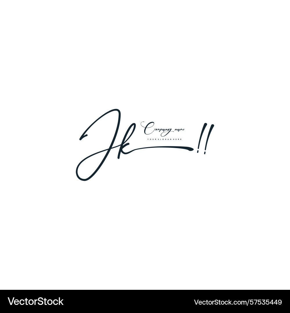 Minimal signature logo design with jk initials Vector Image