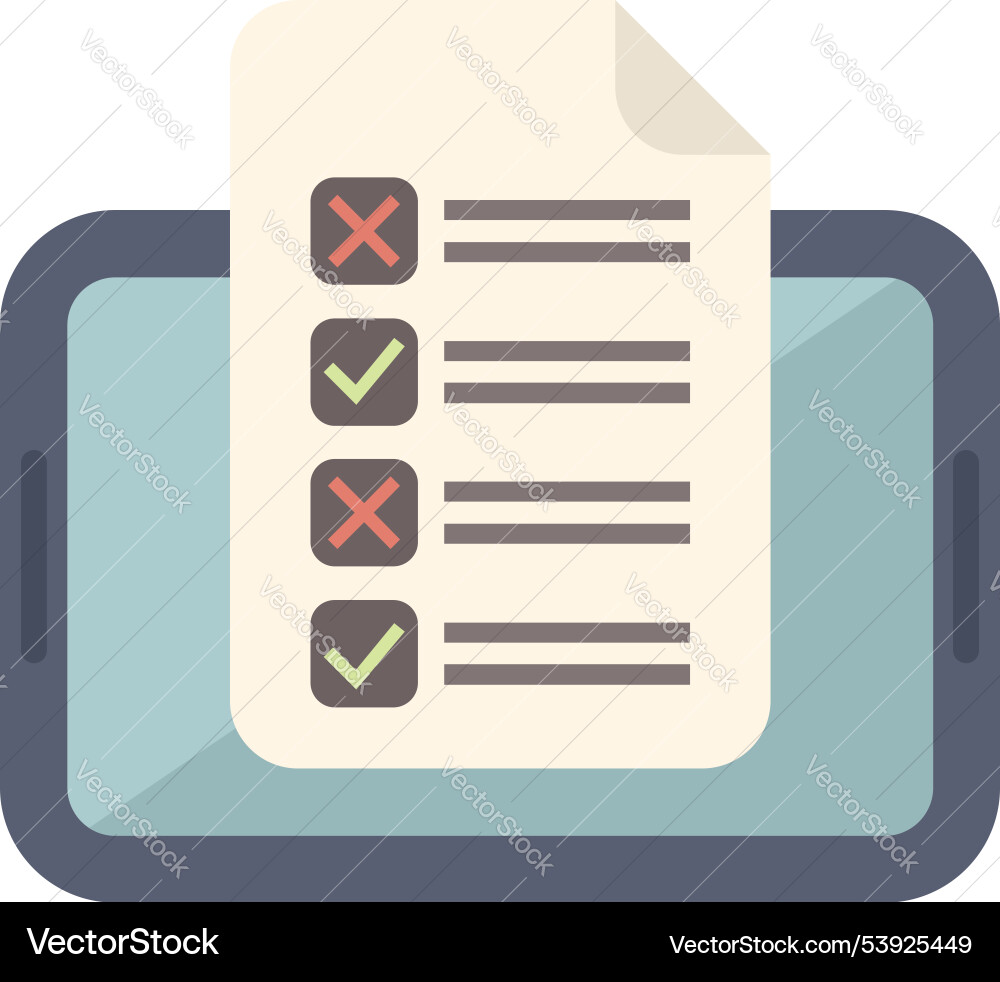 Mobile phone showing checklist with checked boxes Mobile phone showing checklist with checked boxes vector image