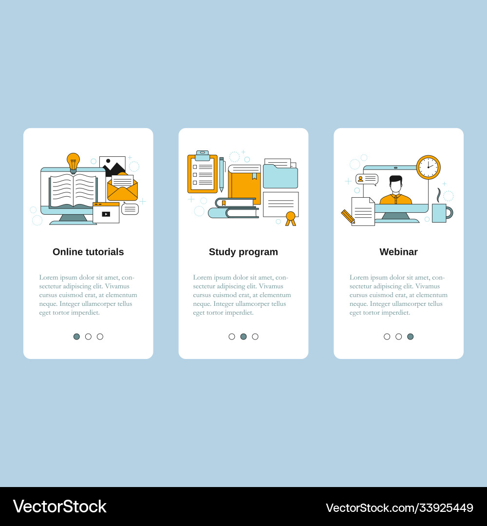 Online tutorials study program webinar Online tutorials study program webinar Vector Image