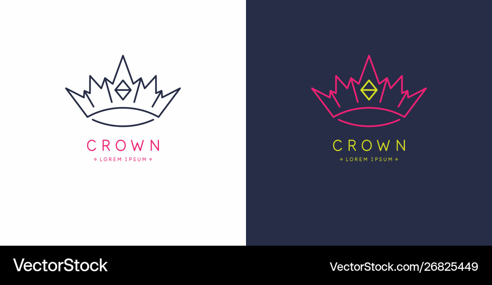 Original linear image crown isolated Royalty Free Vector