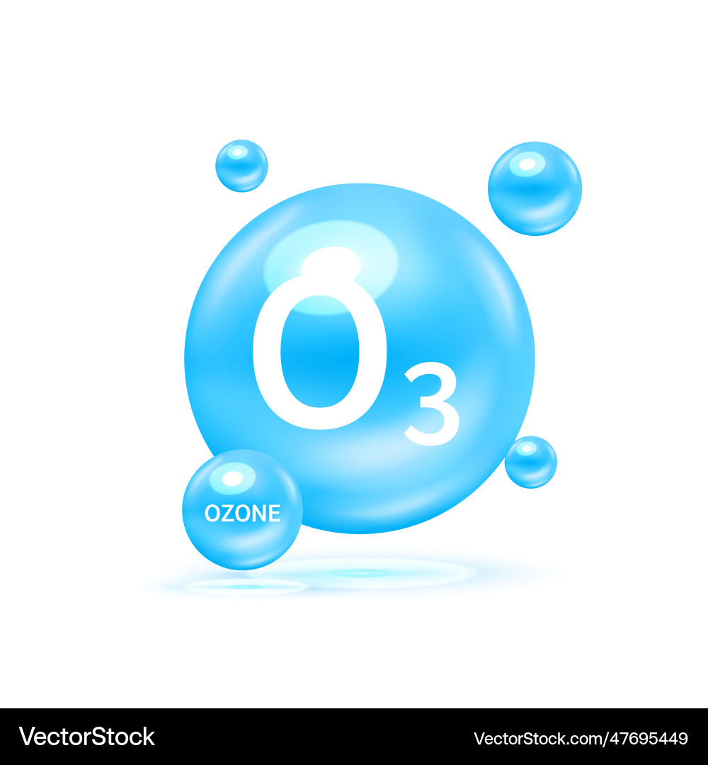 Ozone o3 molecule models blue Royalty Free Vector Image