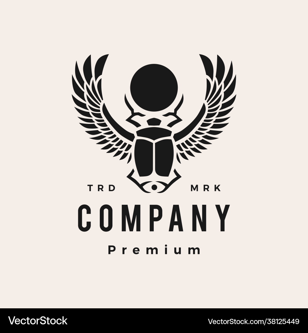 Scarab beetle egyptian hipster vintage logo icon Scarab beetle egyptian hipster vintage logo icon vector image