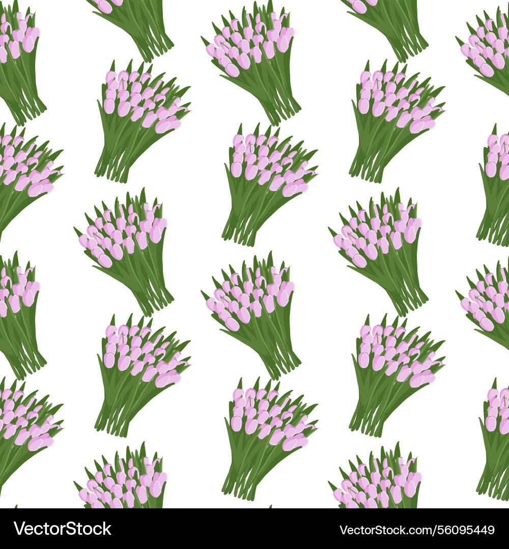 Seamless pattern with hand drawn pink tulips Seamless pattern with hand drawn pink tulips vector image