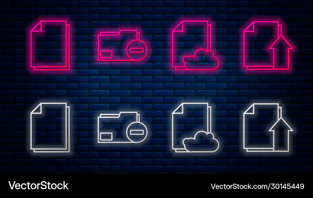 Set line document folder with minus cloud storage Vector Image