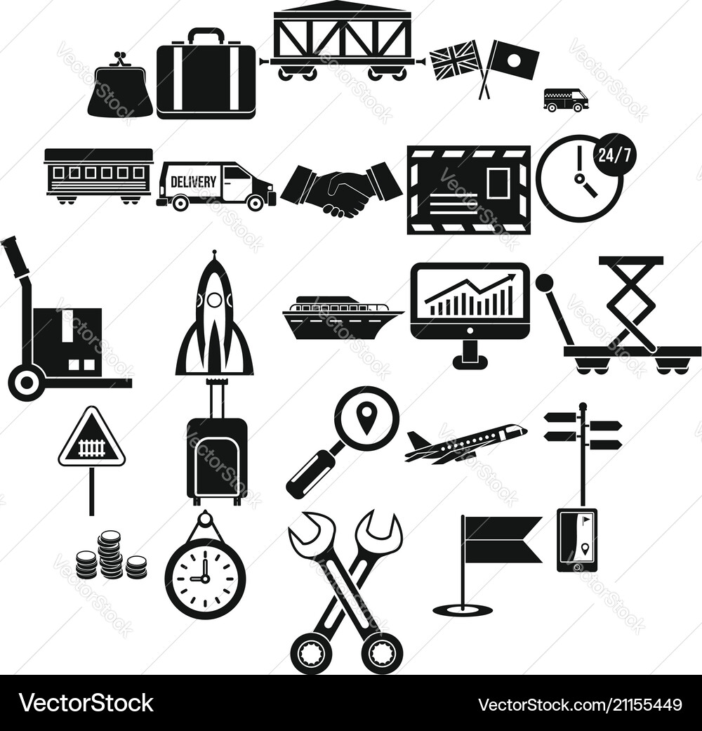 Warehouse worker icons set simple style Warehouse worker icons set simple style Vector Image