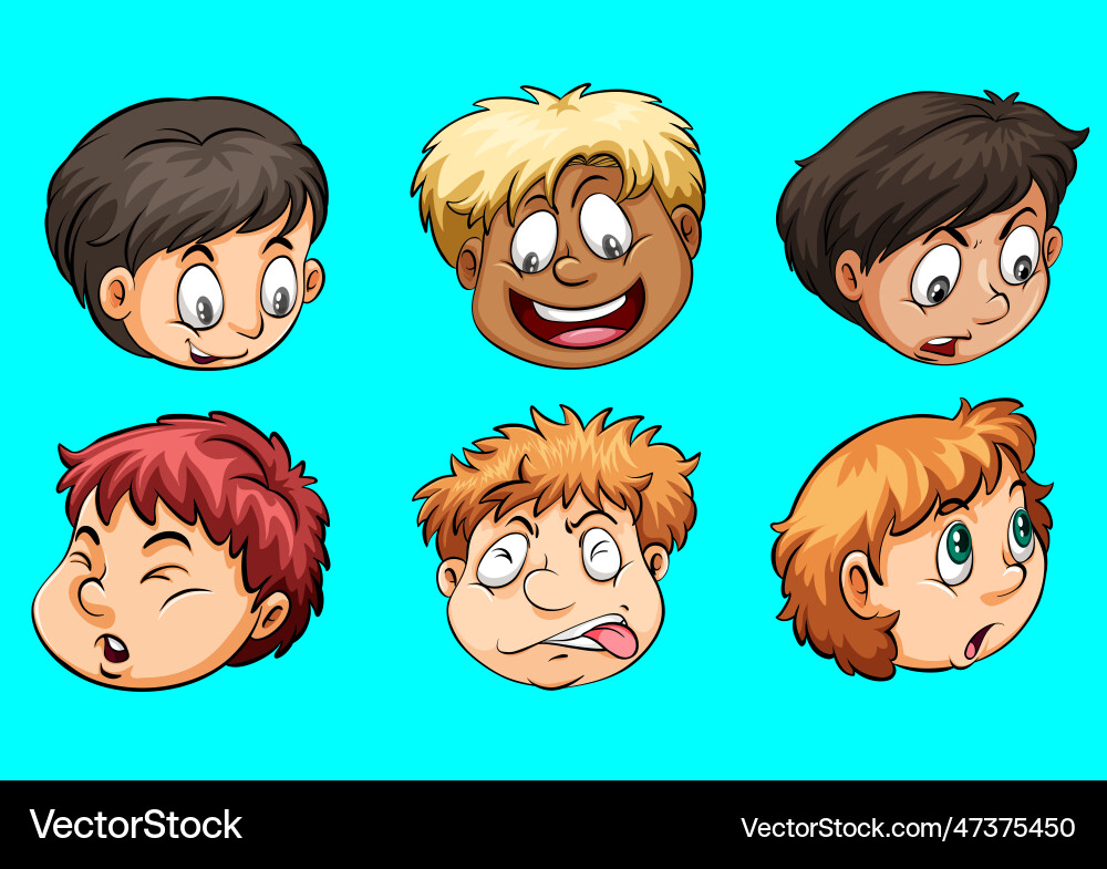 A group of faces showing different expressions vector image