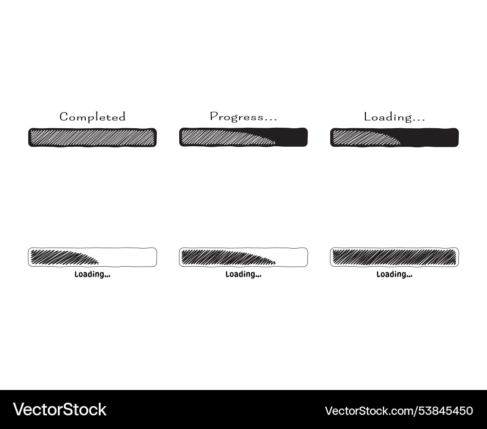 Collection loading bar status icon set of loaded Vector Image
