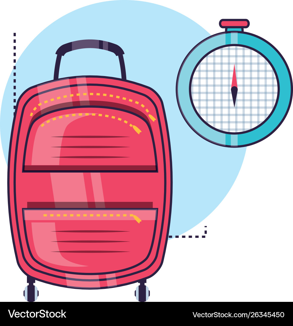 Compass guide device with suitcase Vector Image