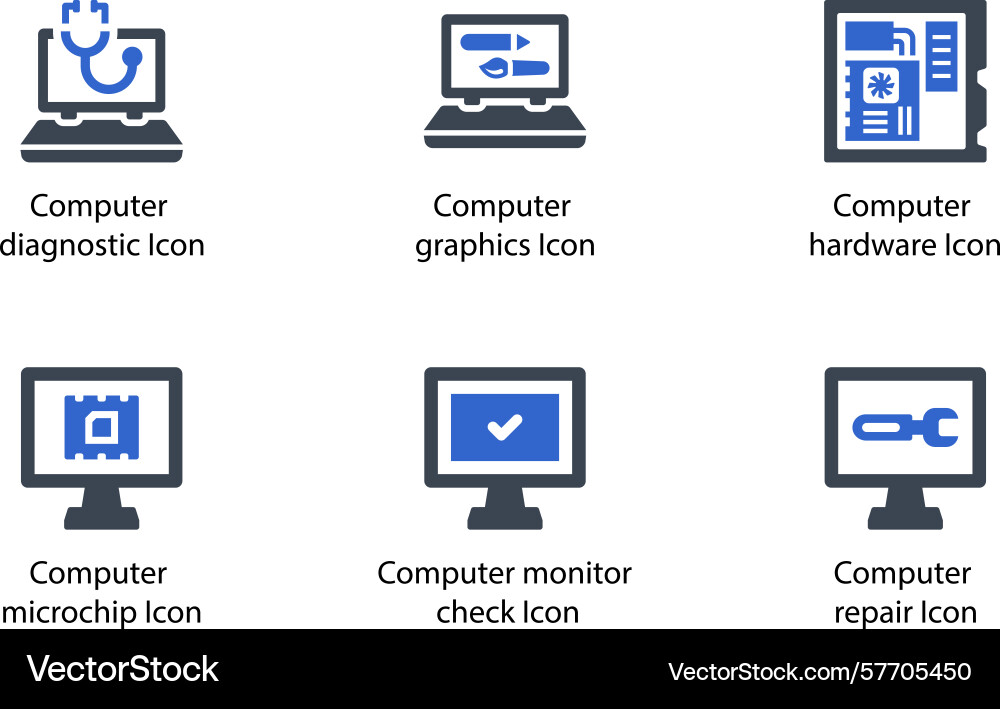 Computer diagnostic graphics hardware Vector Image